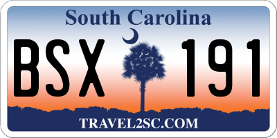 SC license plate BSX191