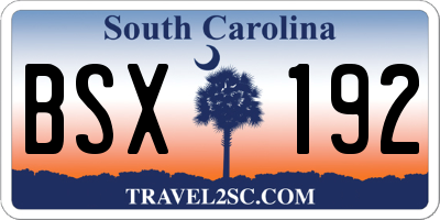 SC license plate BSX192
