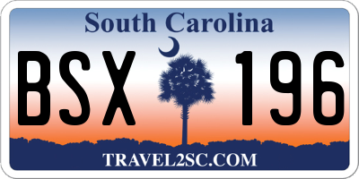 SC license plate BSX196