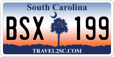 SC license plate BSX199