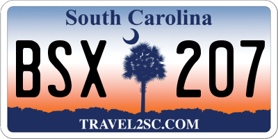 SC license plate BSX207