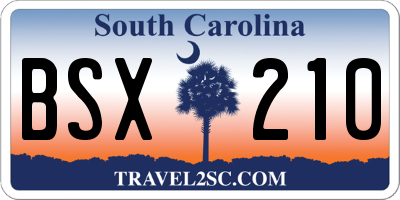 SC license plate BSX210