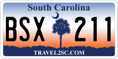 SC license plate BSX211