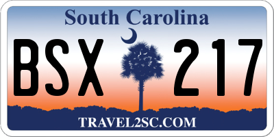 SC license plate BSX217