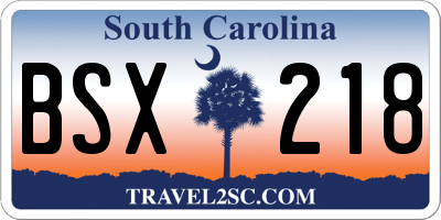 SC license plate BSX218