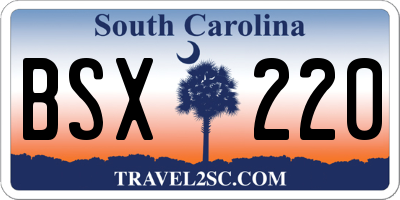 SC license plate BSX220