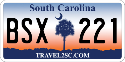 SC license plate BSX221