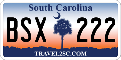 SC license plate BSX222