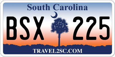 SC license plate BSX225