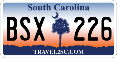 SC license plate BSX226