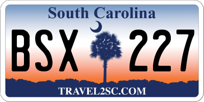 SC license plate BSX227