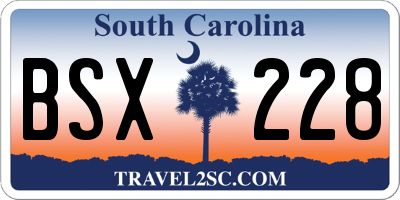 SC license plate BSX228