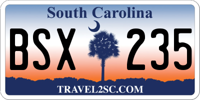 SC license plate BSX235