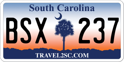SC license plate BSX237
