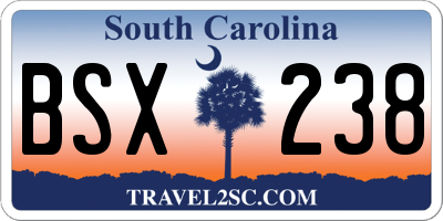 SC license plate BSX238
