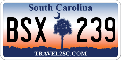 SC license plate BSX239