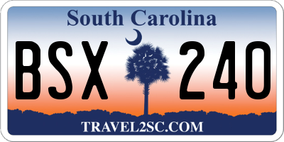 SC license plate BSX240