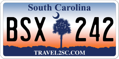 SC license plate BSX242