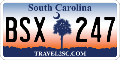 SC license plate BSX247