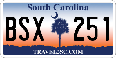 SC license plate BSX251