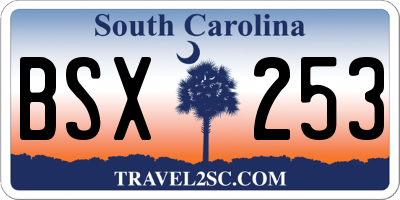 SC license plate BSX253