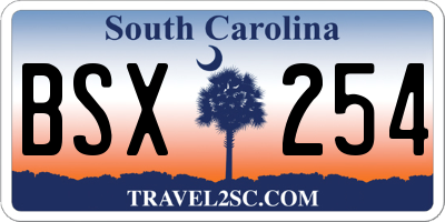 SC license plate BSX254