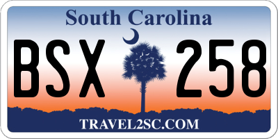 SC license plate BSX258