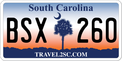SC license plate BSX260