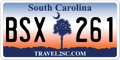 SC license plate BSX261