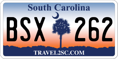 SC license plate BSX262