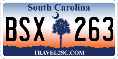 SC license plate BSX263