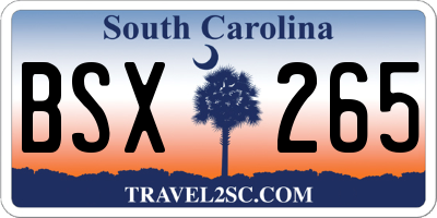 SC license plate BSX265