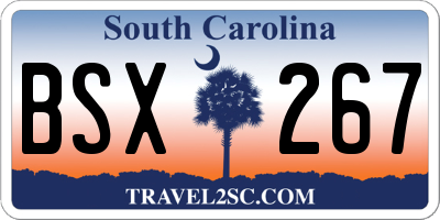 SC license plate BSX267