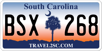 SC license plate BSX268
