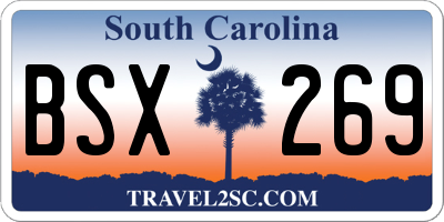 SC license plate BSX269