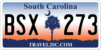SC license plate BSX273