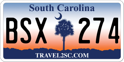 SC license plate BSX274