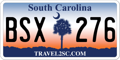SC license plate BSX276