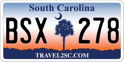 SC license plate BSX278