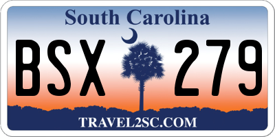 SC license plate BSX279