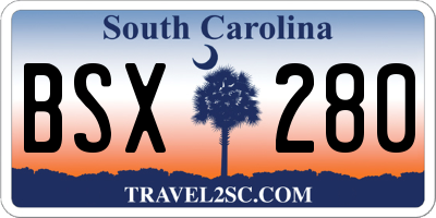 SC license plate BSX280