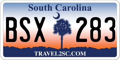 SC license plate BSX283