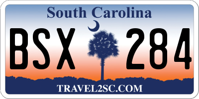 SC license plate BSX284
