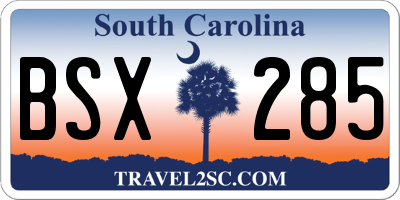 SC license plate BSX285