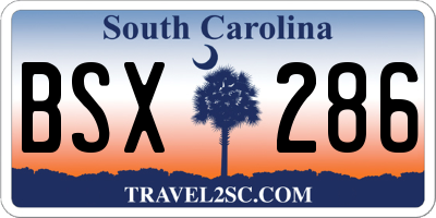 SC license plate BSX286