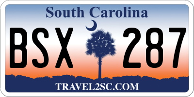 SC license plate BSX287