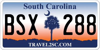 SC license plate BSX288