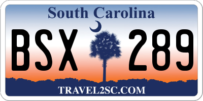 SC license plate BSX289