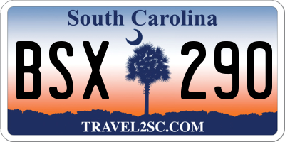 SC license plate BSX290