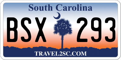 SC license plate BSX293